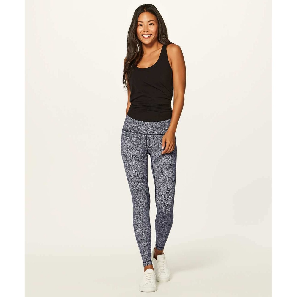 Lululemon Wunder Under Leggings 4 Black Gray Micro Dot High Rise Full Length